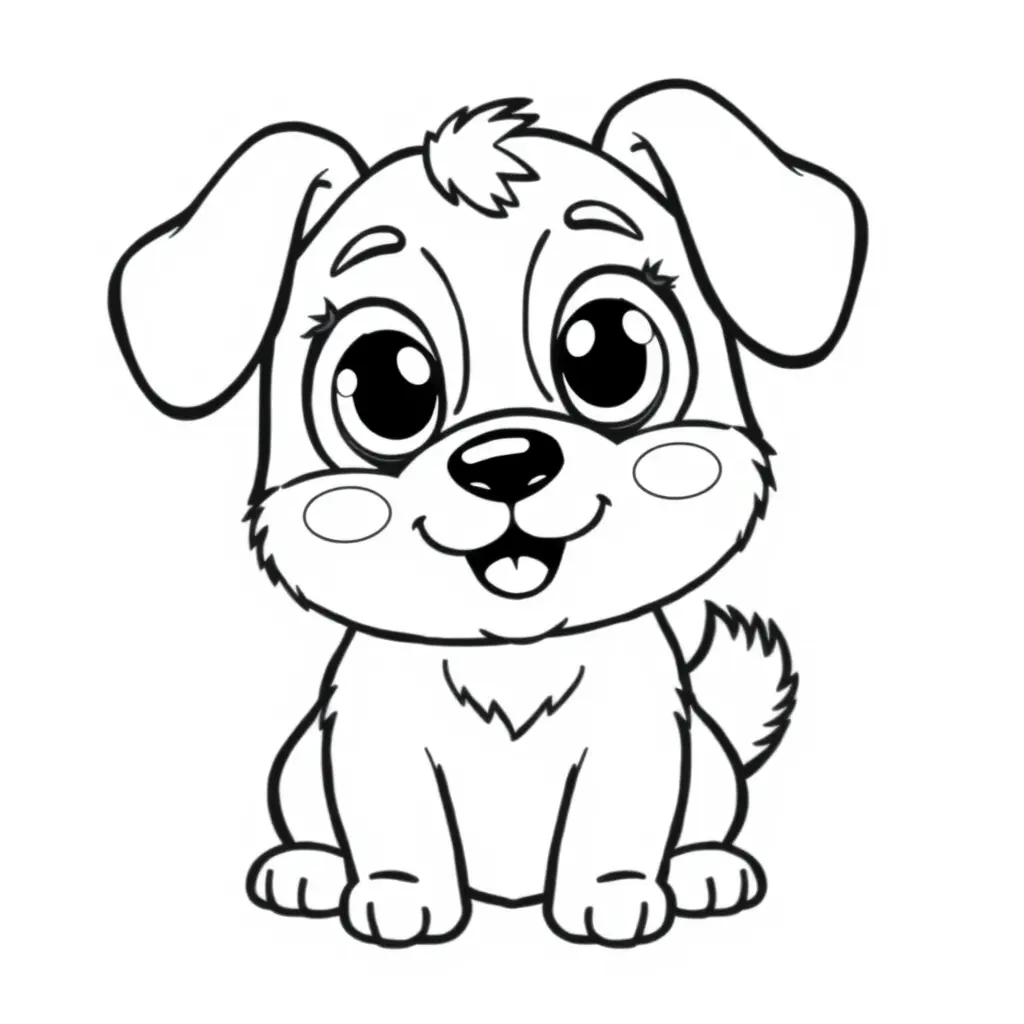Coloriage Chiot espiègle aux grandes oreilles - Chien mignon à imprimer