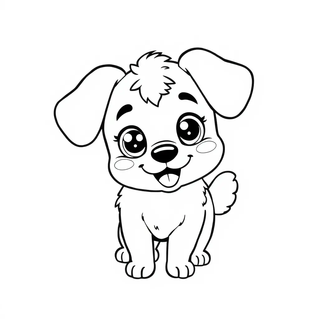 Coloriage Petit chien souriant en maternelle - Chien mignon à imprimer