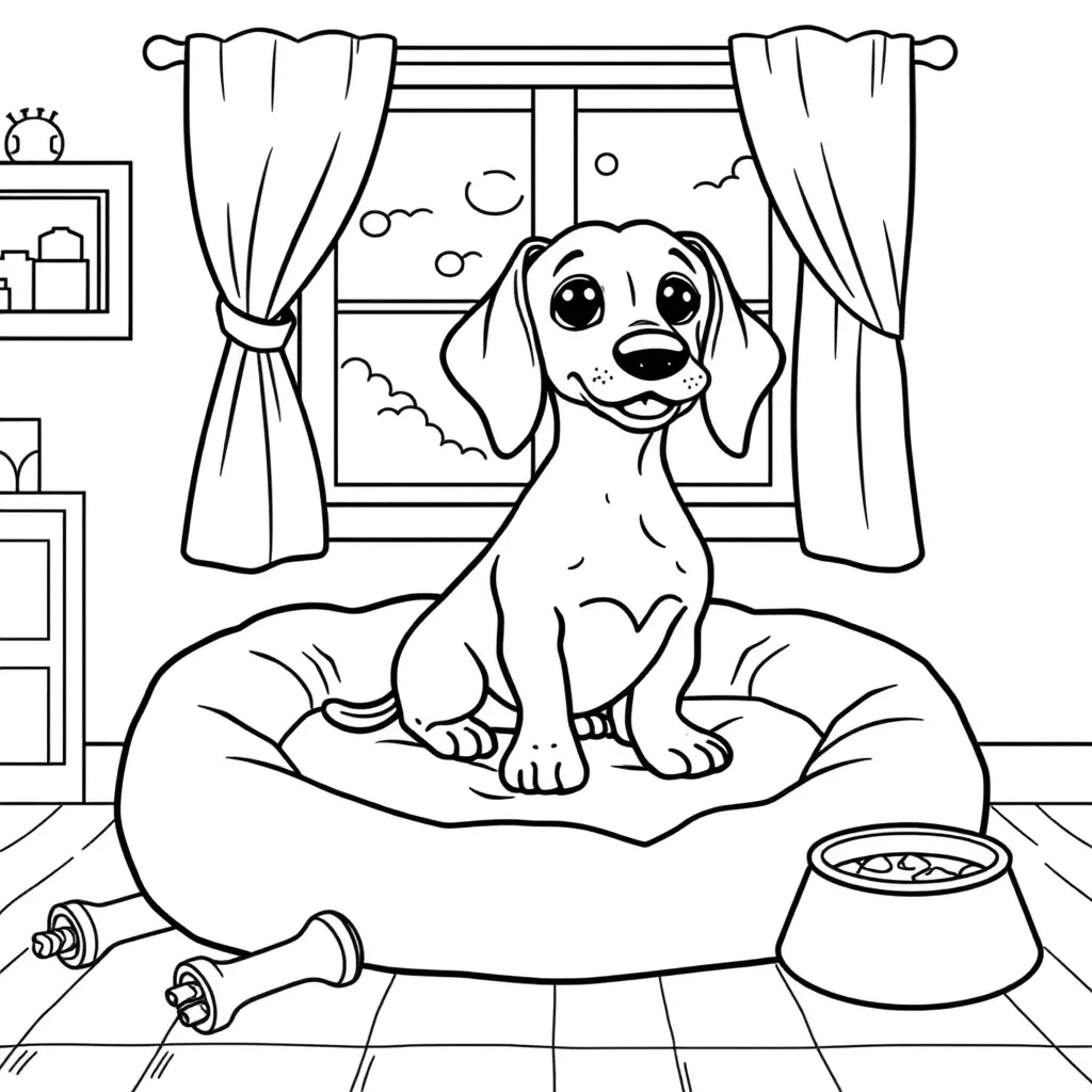 Coloriage Teckel de compagnie attachant et tendre - Chien mignon à imprimer
