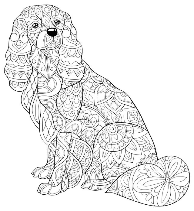 Coloriage Chien Teckel Saucisse Zentangle Pour Adulte Antistress - Chien à imprimer