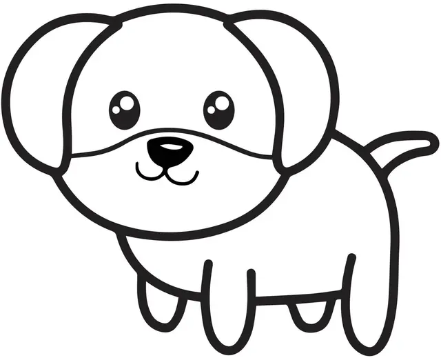 Coloriage Chien mignon kawaii trop adorable - Chien mignon à imprimer
