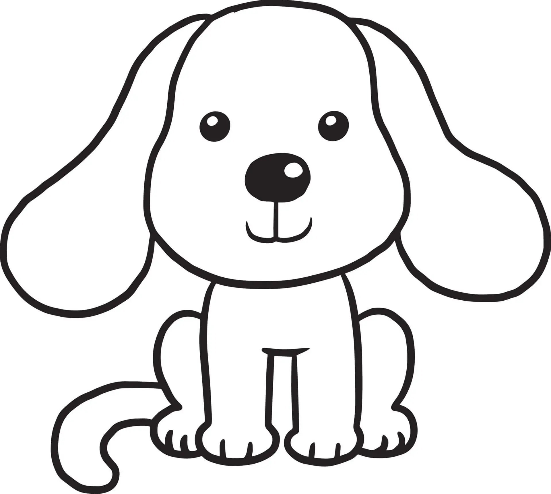 Coloriage Chien Trop Mignon Facile - Chien à imprimer