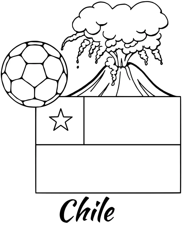 Coloriage Chile Drapeau Volcano - Drapeau à imprimer