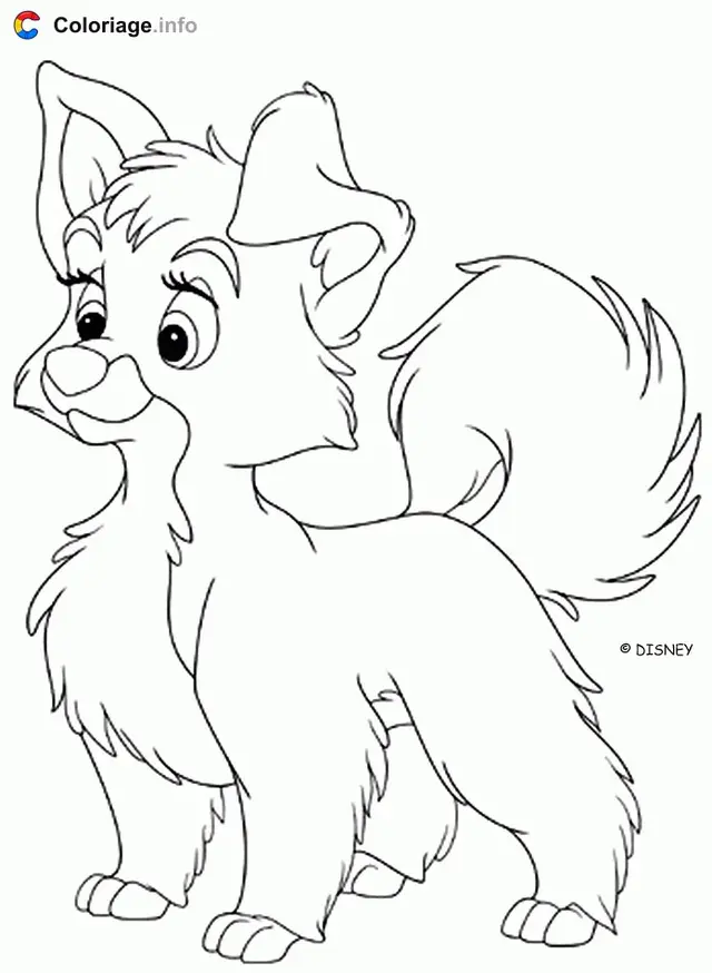 Coloriage Chiot - La Belle et le Clochard à imprimer