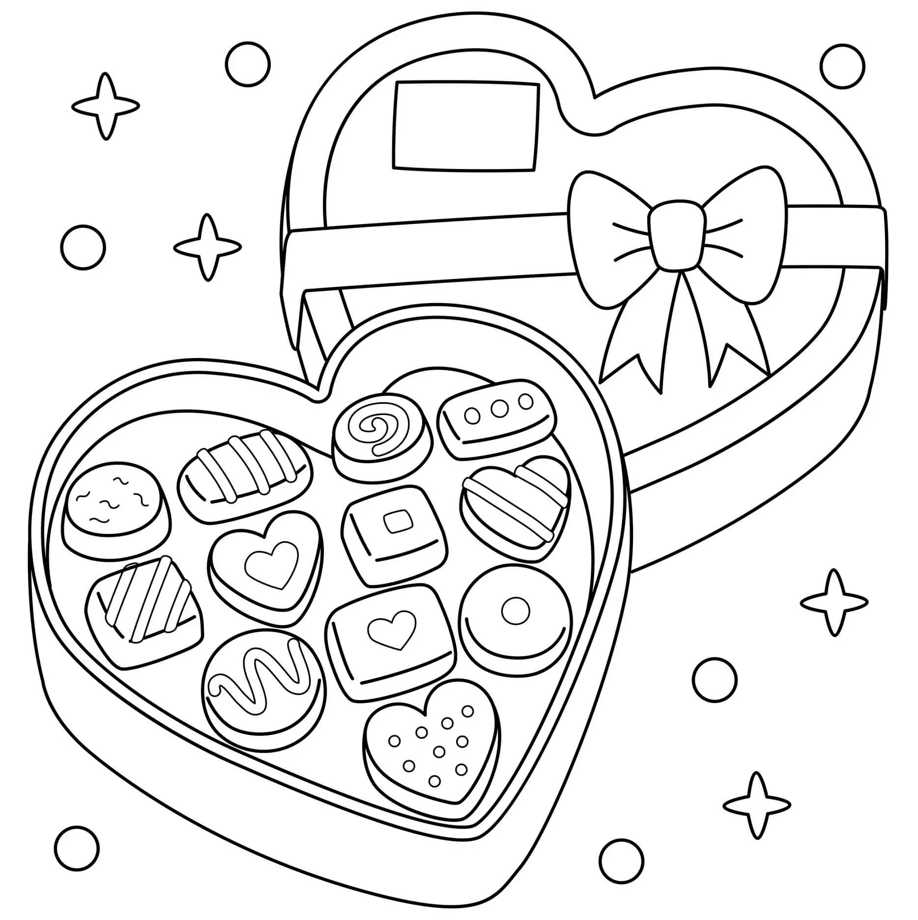 Coloriage Chocolats Cœur Pour Février - Février à imprimer