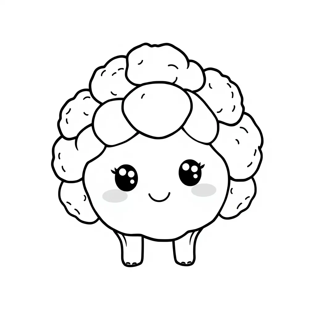 Coloriage Chou Fleur Maternelle Légumes Kawaii - Legumes à imprimer