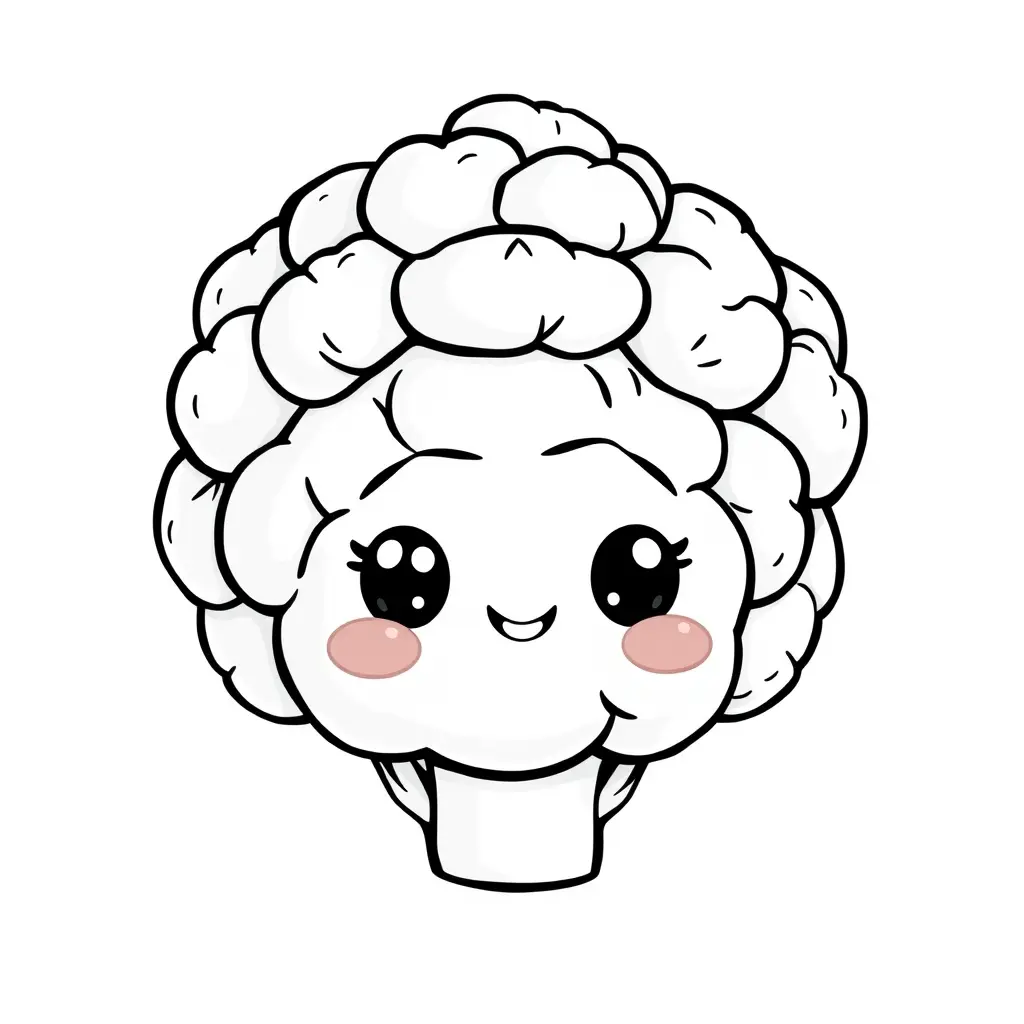 Coloriage Chou-fleur mignon à colorier - Legumes à imprimer