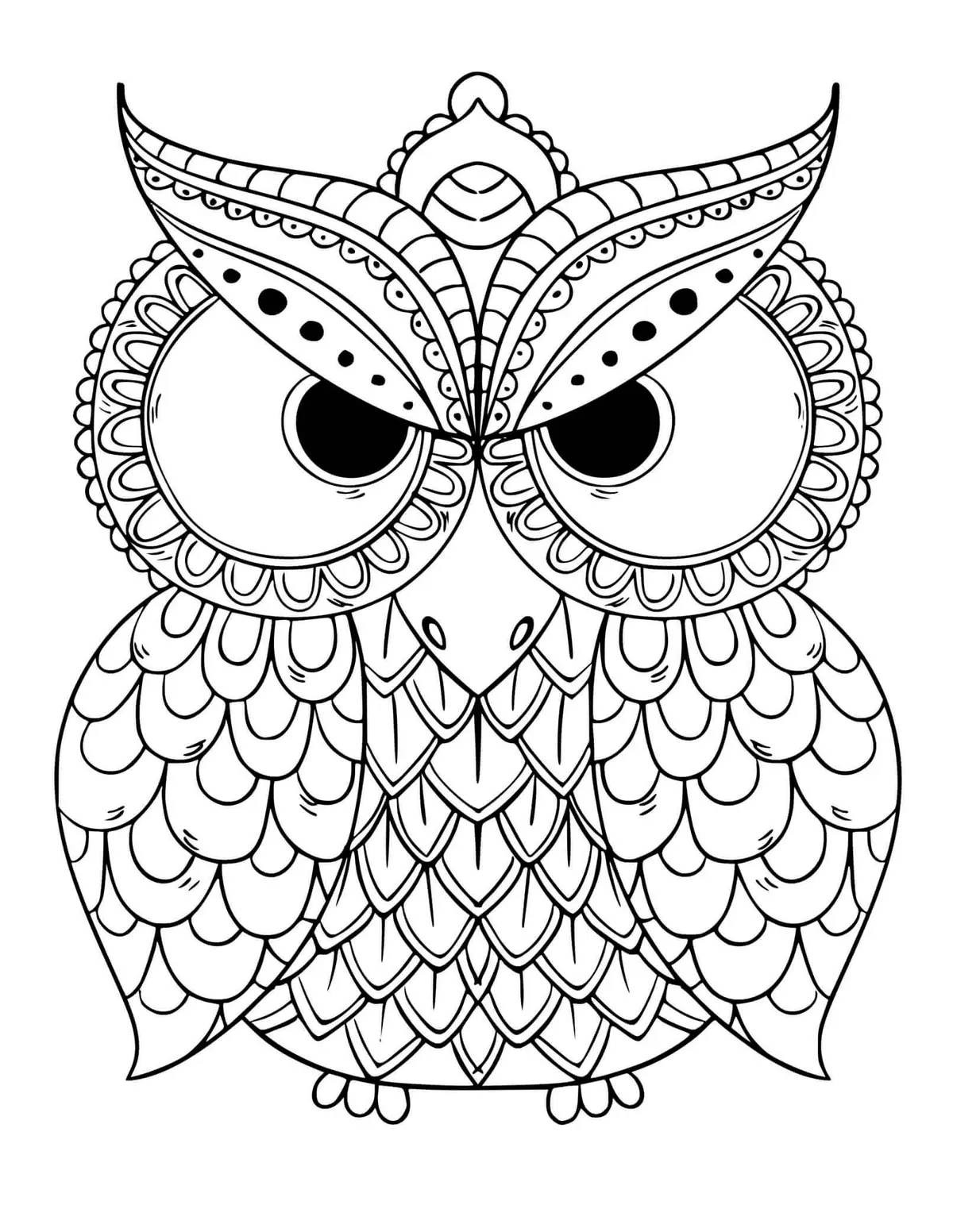 Disegno di Bellissimo mandala con gufo per adulti da stampare