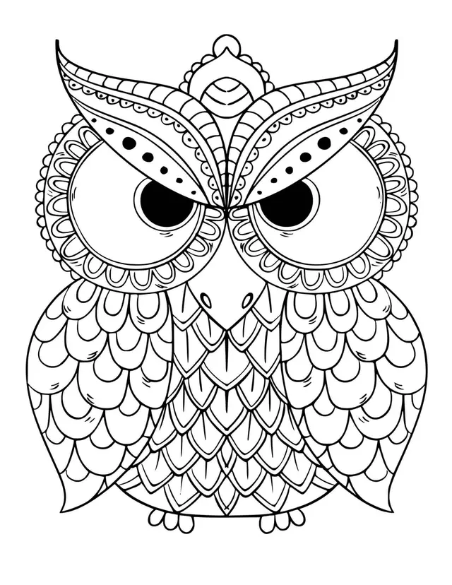 Disegno di Bellissimo mandala con gufo per adulti da stampare