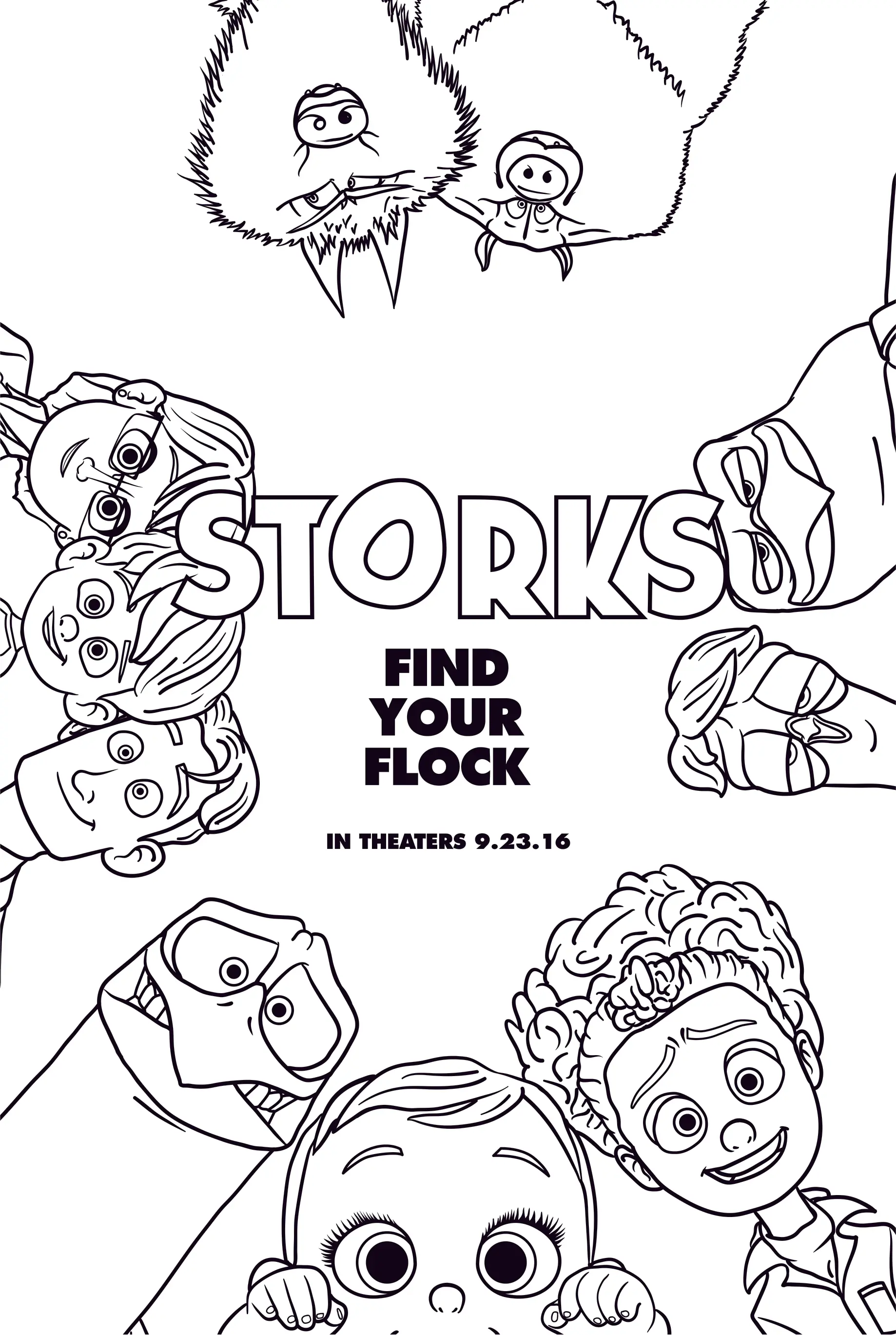 Coloriage Cigognes Et Compagnie Find Your Flock - Cigognes et compagnie à imprimer