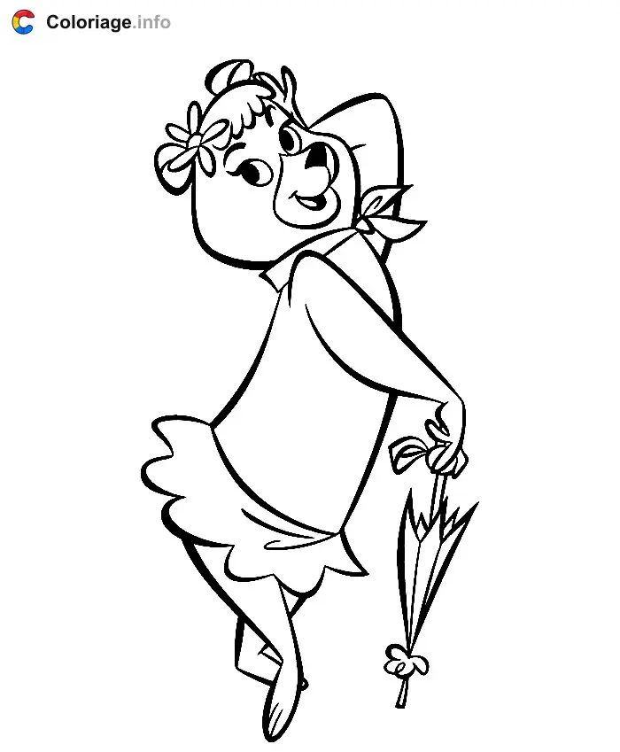 Coloriage Cindy Bear la fiancee de Yogi - Yogi l'ours à imprimer