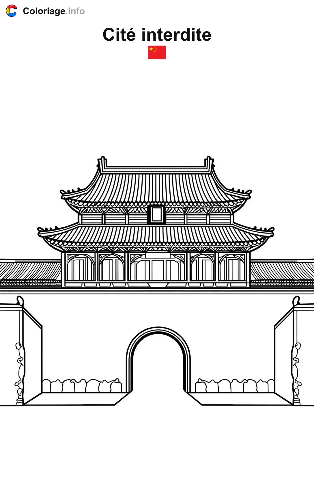 Coloriage Cité interdite Chine - Monuments à imprimer