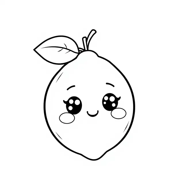 Kawaii Lemon Fruit coloring page to print