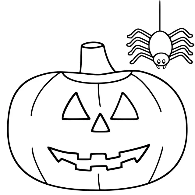 Coloriage Citrouille Facile Maternelle Avec Araignée - Citrouille à imprimer
