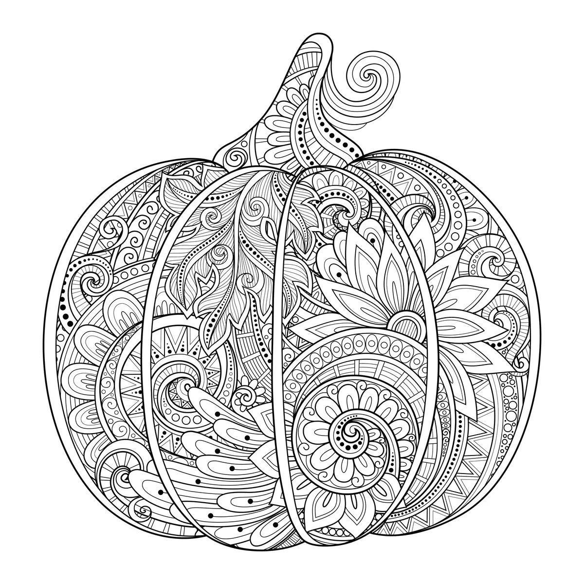Halloween Pumpkin Zentangle for Adults coloring page to print