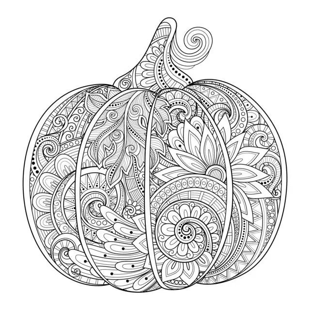 Coloriage Citrouille Halloween Zentangle Source 123rf Irinarivoruchko - Adulte à imprimer