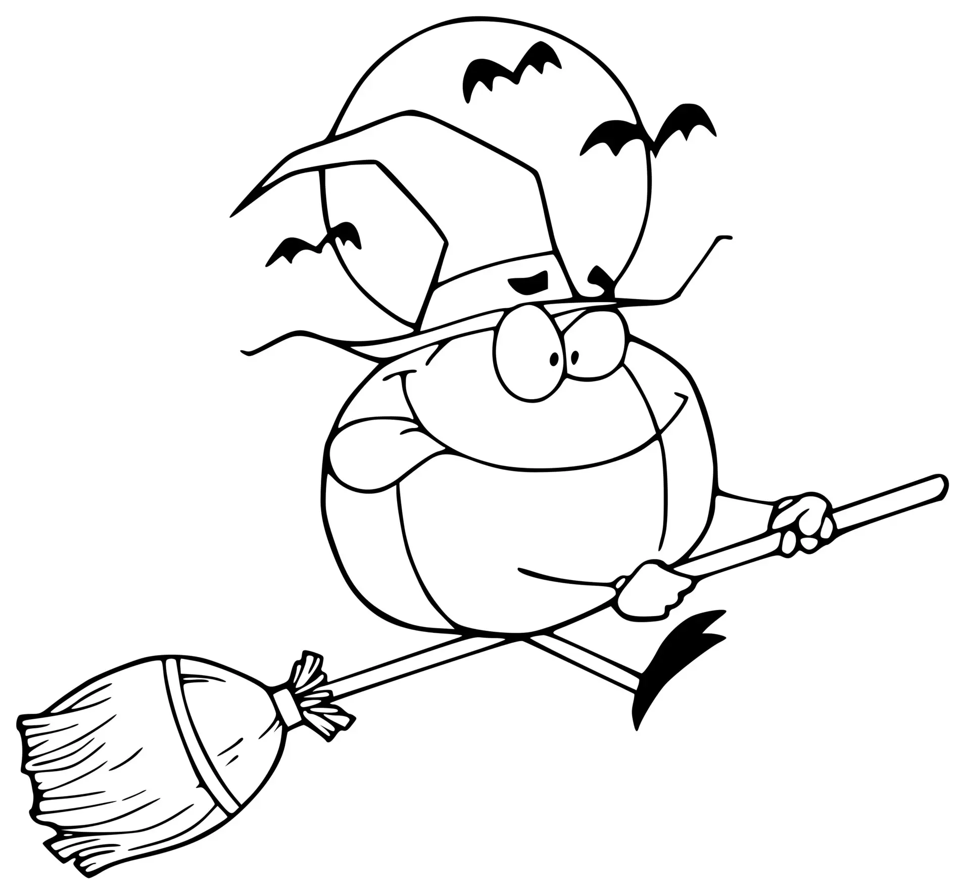 Coloriage Citrouille Vol Près De La Lune Comme Une Sorcière - Halloween citrouille à imprimer