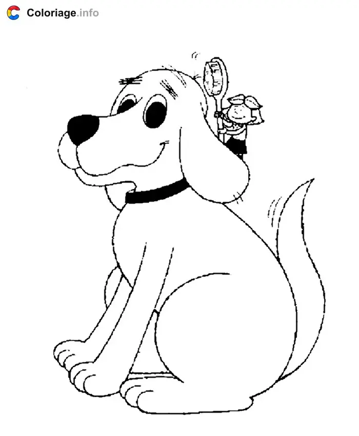 Clifford the Big Red Dog Playing coloring page to print