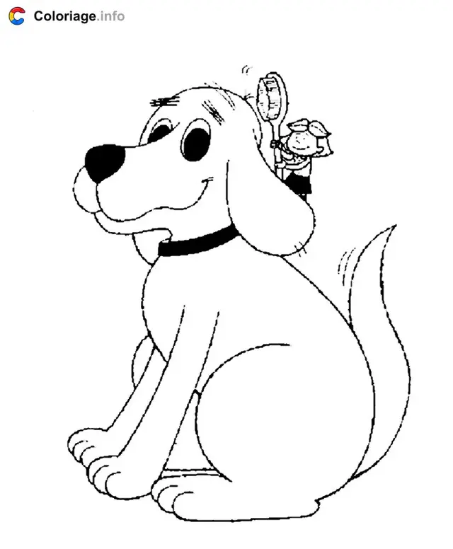Desenho de Clifford brincando com seus amigos para colorir