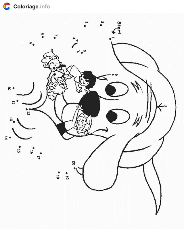 Desenho de Clifford e seus amigos brincando juntos para colorir