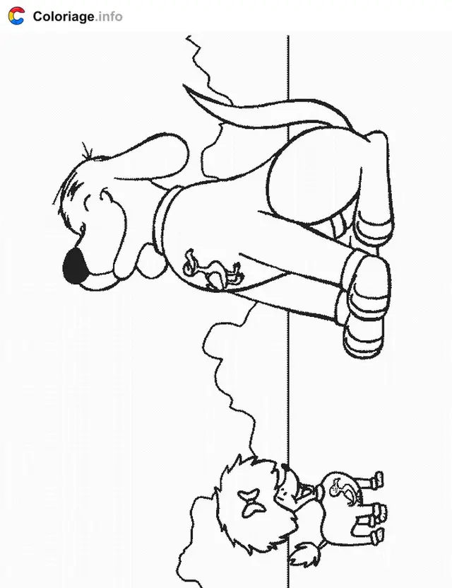 Desenho de Clifford no banho do pet shop para colorir