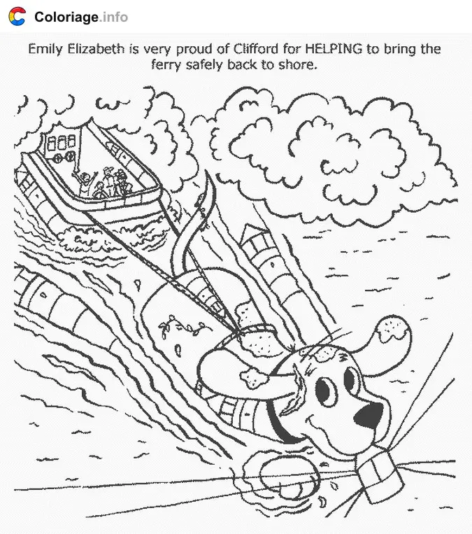 Clifford Playing with Friends coloring page to print