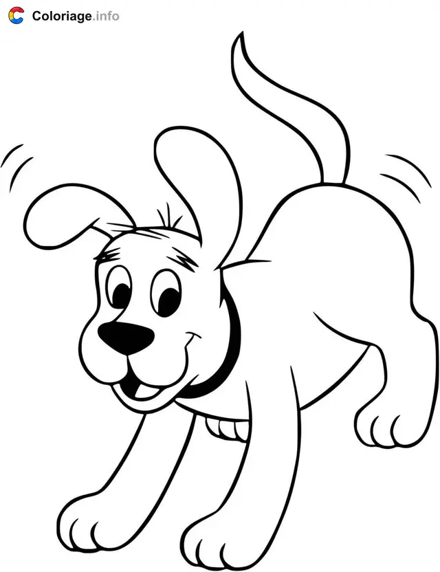 Desenho de Clifford o cão gigante brincando alegremente para colorir