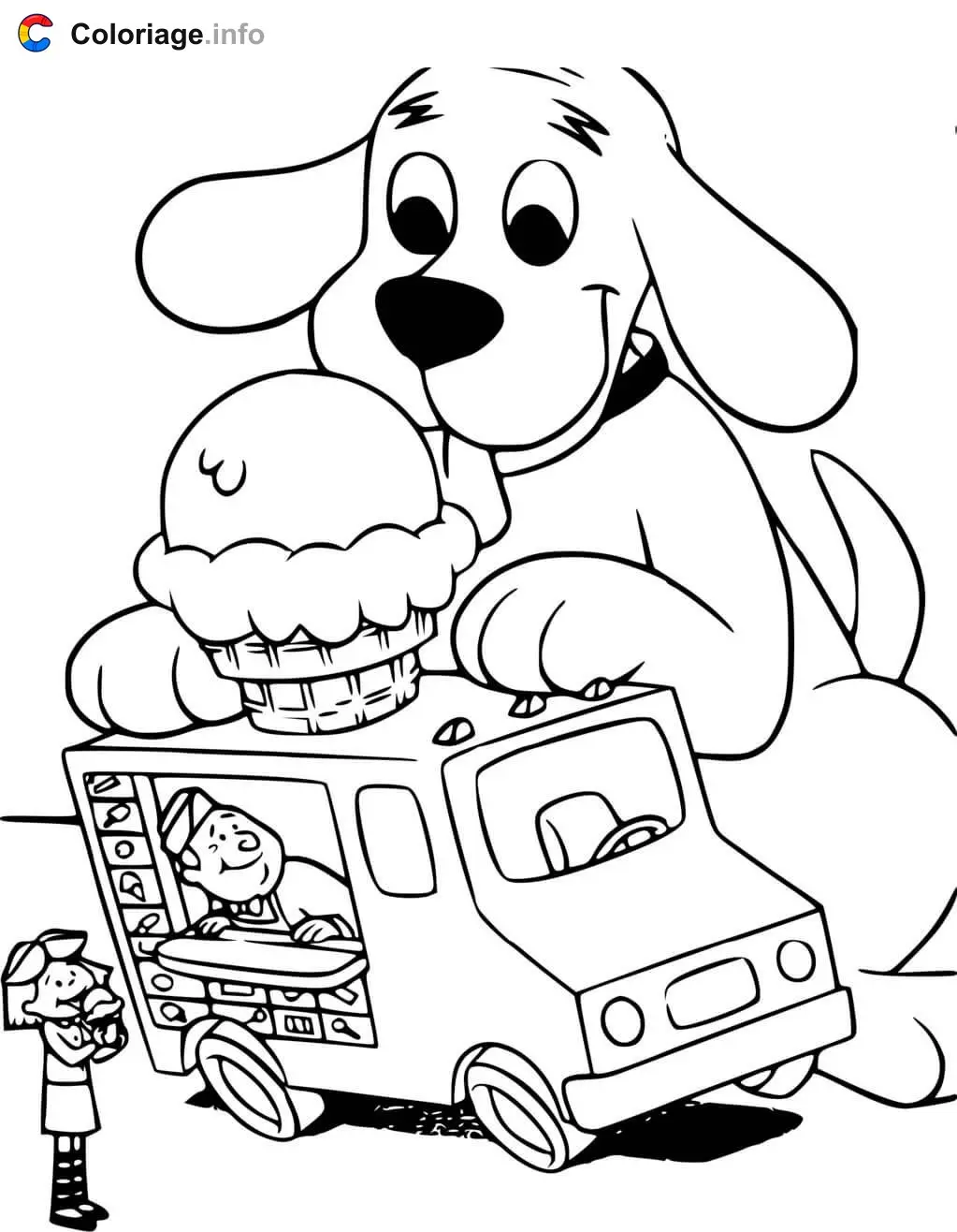 Clifford Loves Ice Cream coloring page to print