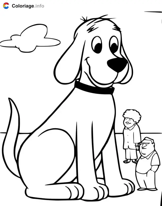 Desenho de Clifford com os pais da Emily para colorir