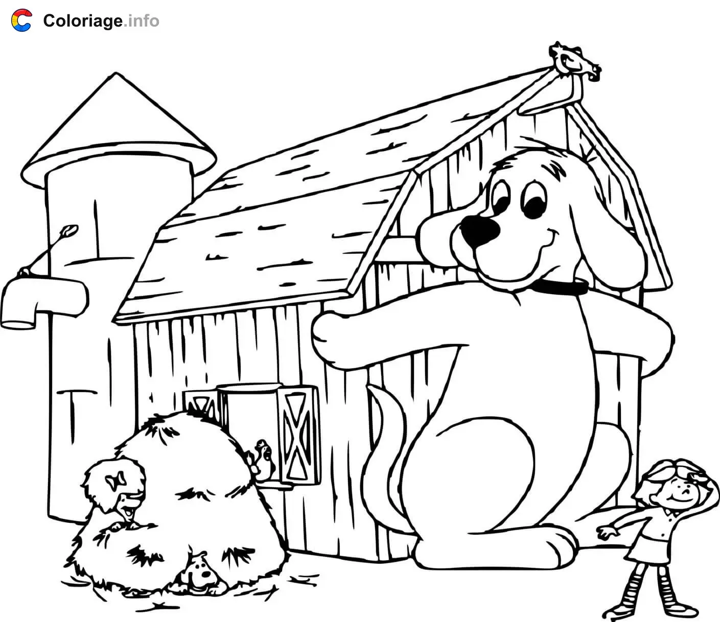 Clifford Plays Hide-and-Seek with Emily coloring page to print
