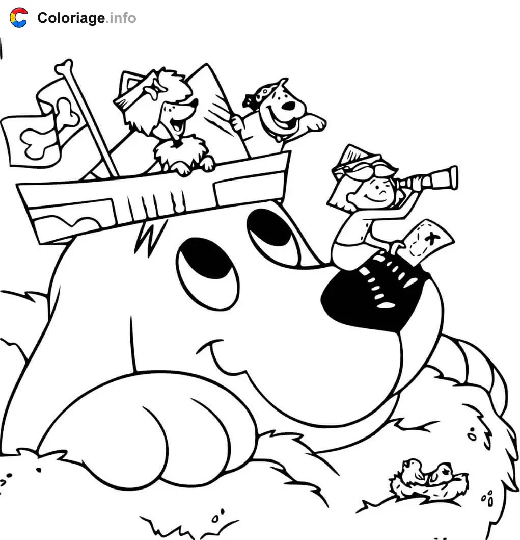 Clifford Playing with Friends coloring page to print