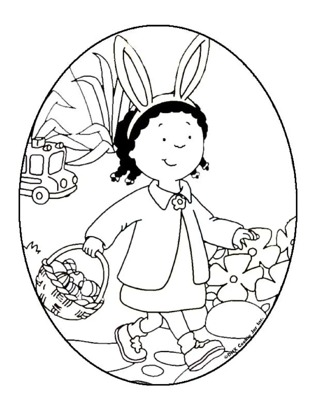 Disegno di Clementina raccoglie le uova di Pasqua – Caillou da stampare