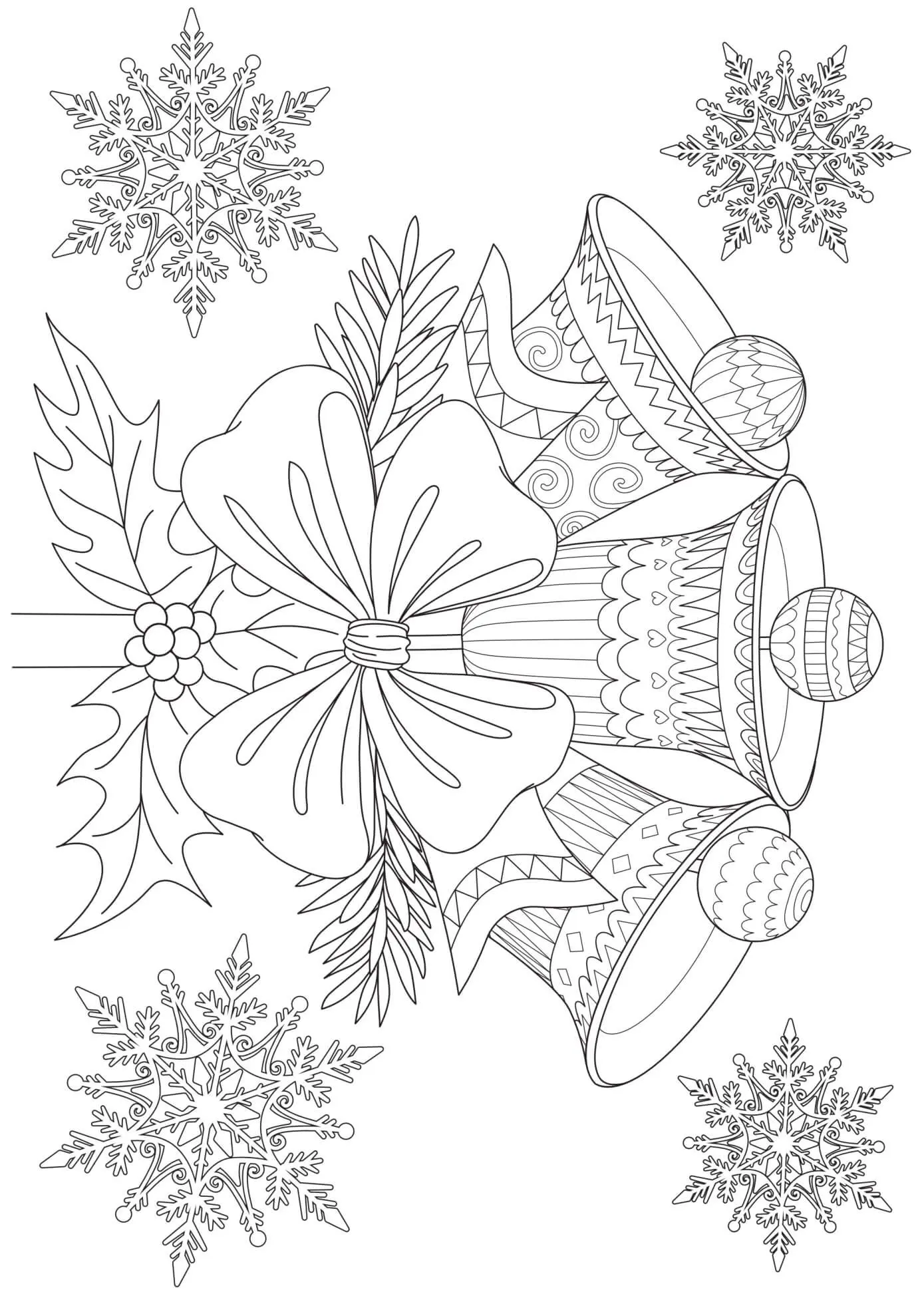Coloriage Cloches De Noël Mandala Adulte Zentangle - Noël adulte à imprimer