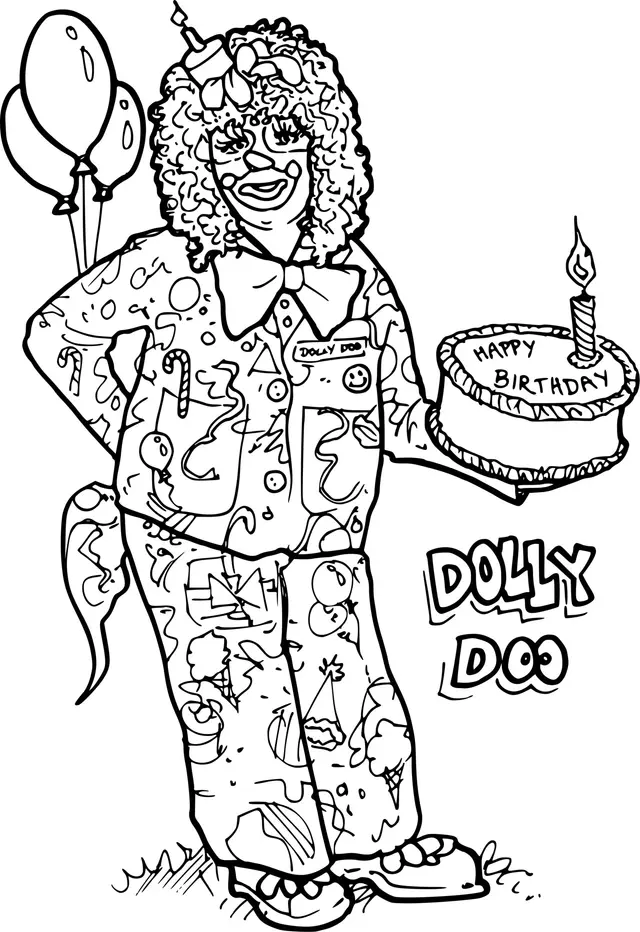 Coloriage Clown Avec Un Gâteau D'Anniversaire - Clown à imprimer