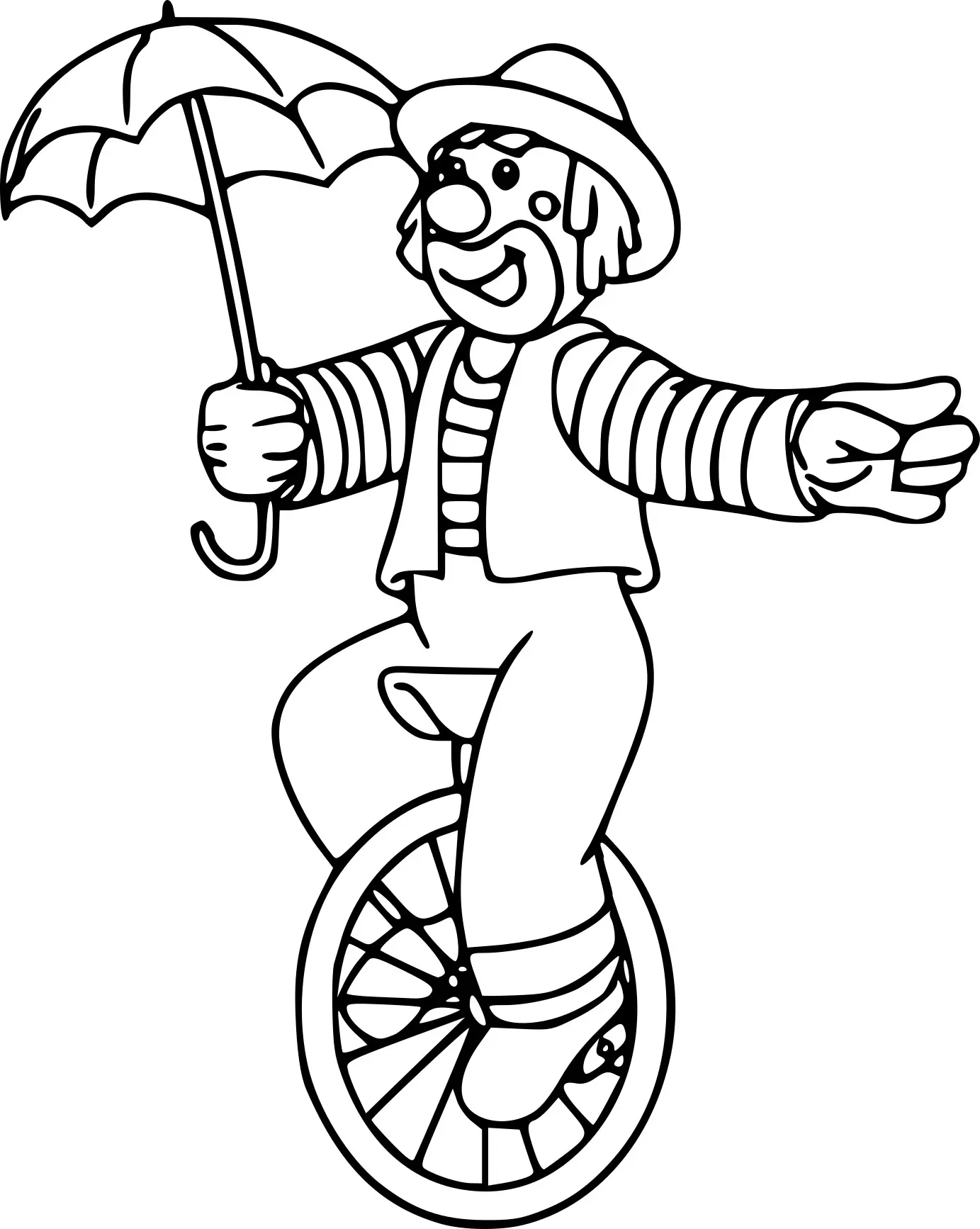 Coloriage Clown De Cirque Sur Une Roue En Equilibre - Clown à imprimer