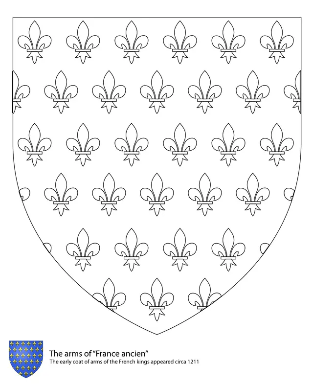 Coloriage Coat Of Arms Of French Kings - Fleur de lys à imprimer