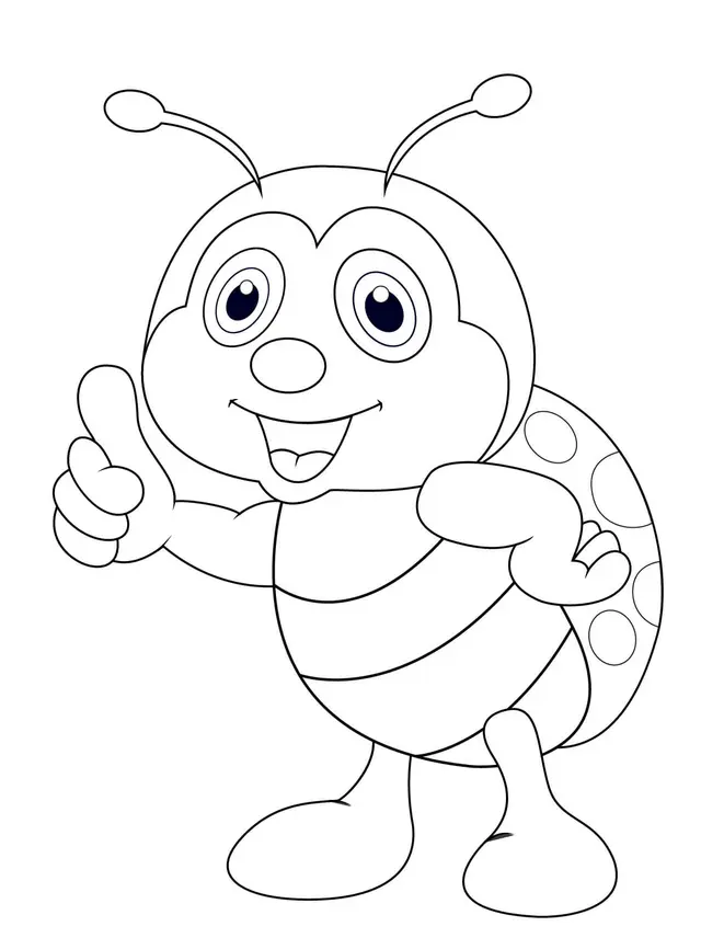 Coloriage Coccinelle debout style cartoon - Coccinelle à imprimer