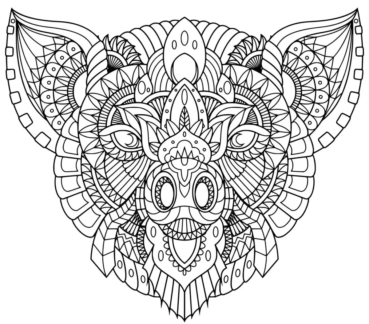 Ausmalbild Schwein Mandala Zentangle zum Ausdrucken