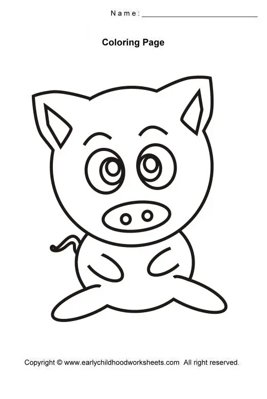 Coloriage Cochonnet rose tout souriant - Facile à imprimer