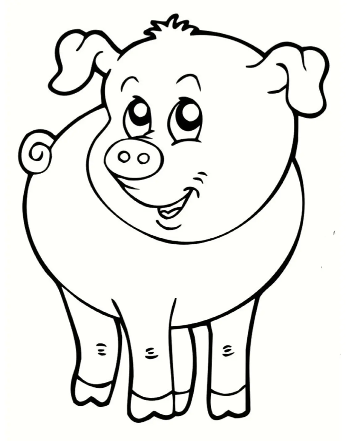 Coloriage Cochon Souriant Animal De La Ferme - Animaux de la ferme à imprimer
