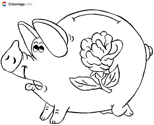 Coloriage Cochon tirelire - Cochon à imprimer