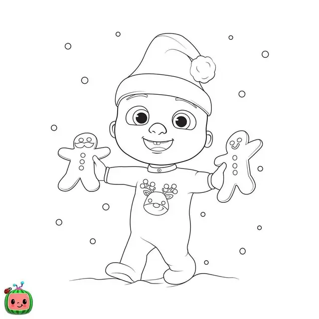 Coloriage Cocomelon Noël Avec Biscuits - Cocomelon à imprimer
