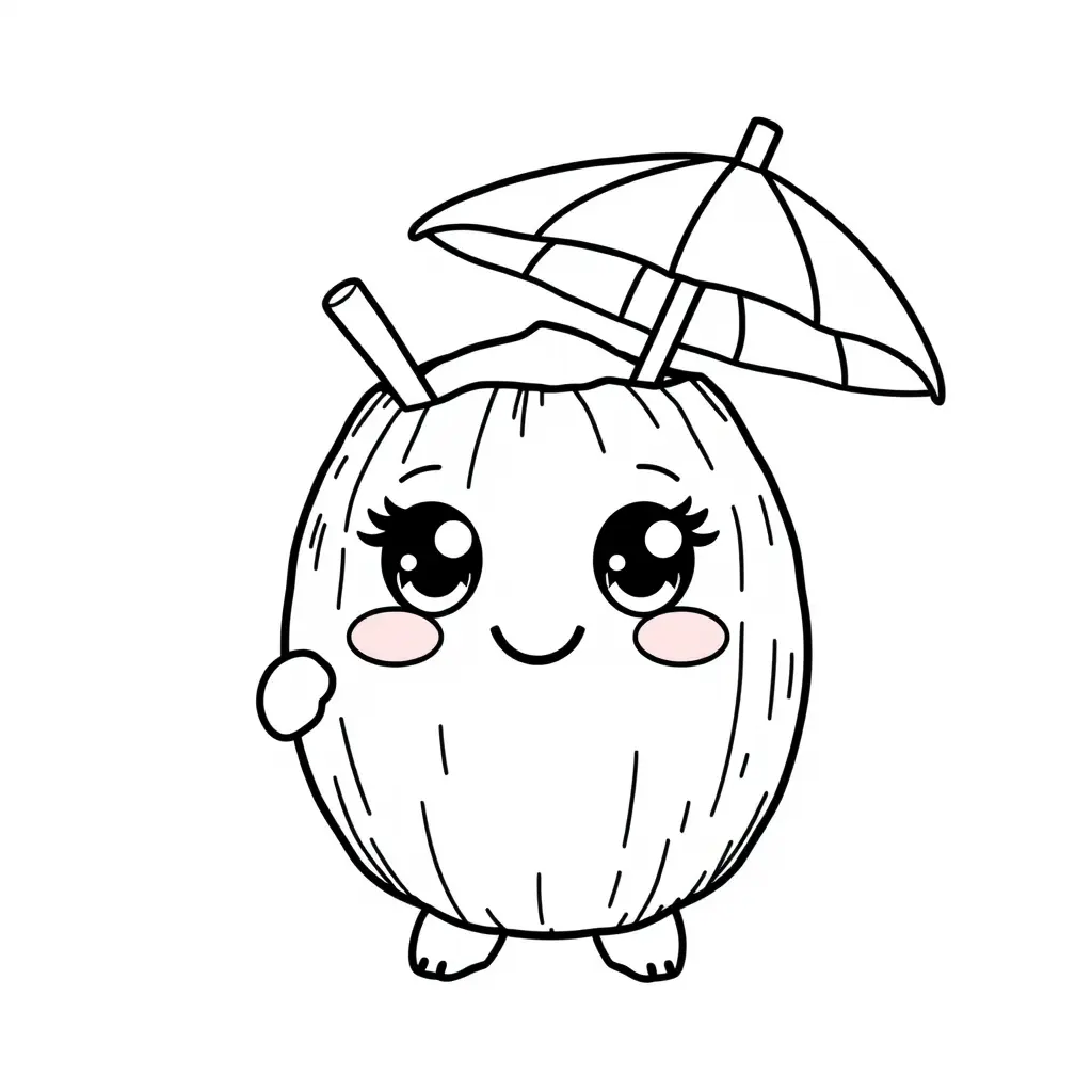 Coloriage Coconut 4 Fruit Kawaii - Kawaii fruits à imprimer