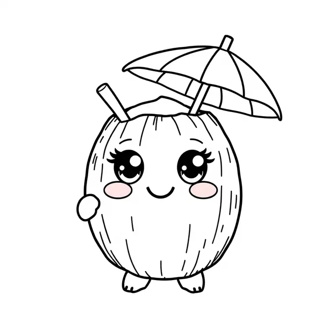 Kawaii Coconut 4 coloring page to print