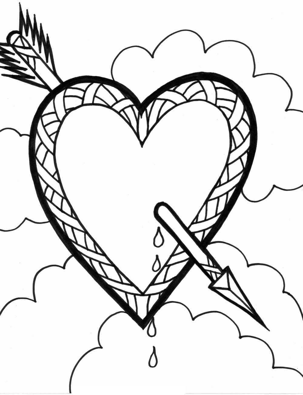 Coloriage Cœur décoratif avec motifs - Coeur à imprimer
