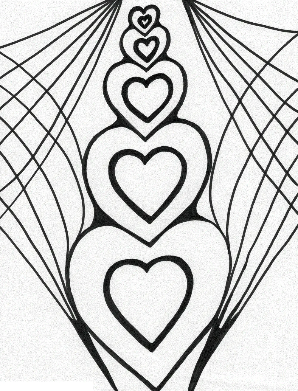 Coloriage Cœur orné de détails floraux - Coeur à imprimer