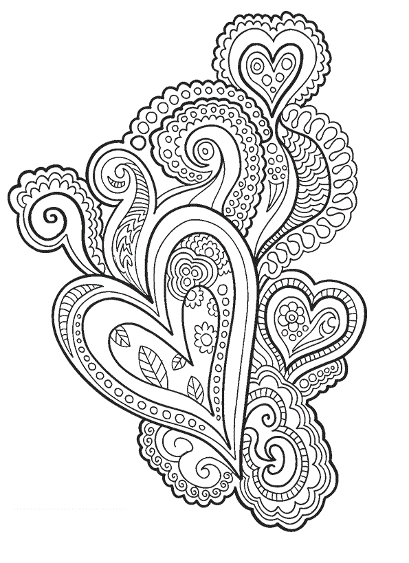 Coloriage Mandala cœur ornementé pour adultes - Coeur à imprimer