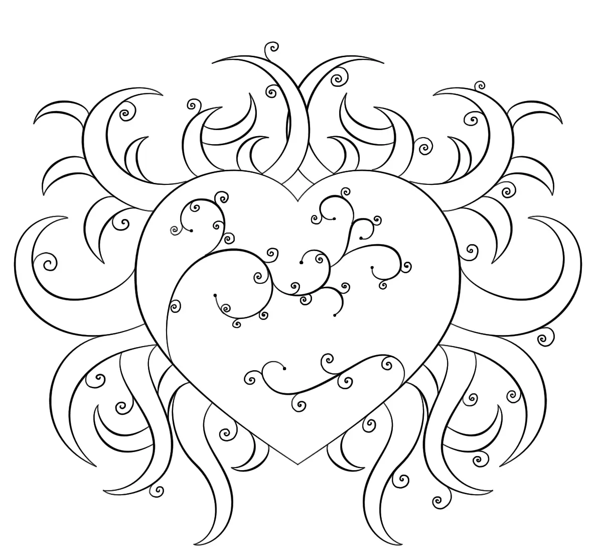 Coloriage Cœur Avec De Nombreuses Branches - Coeur à imprimer