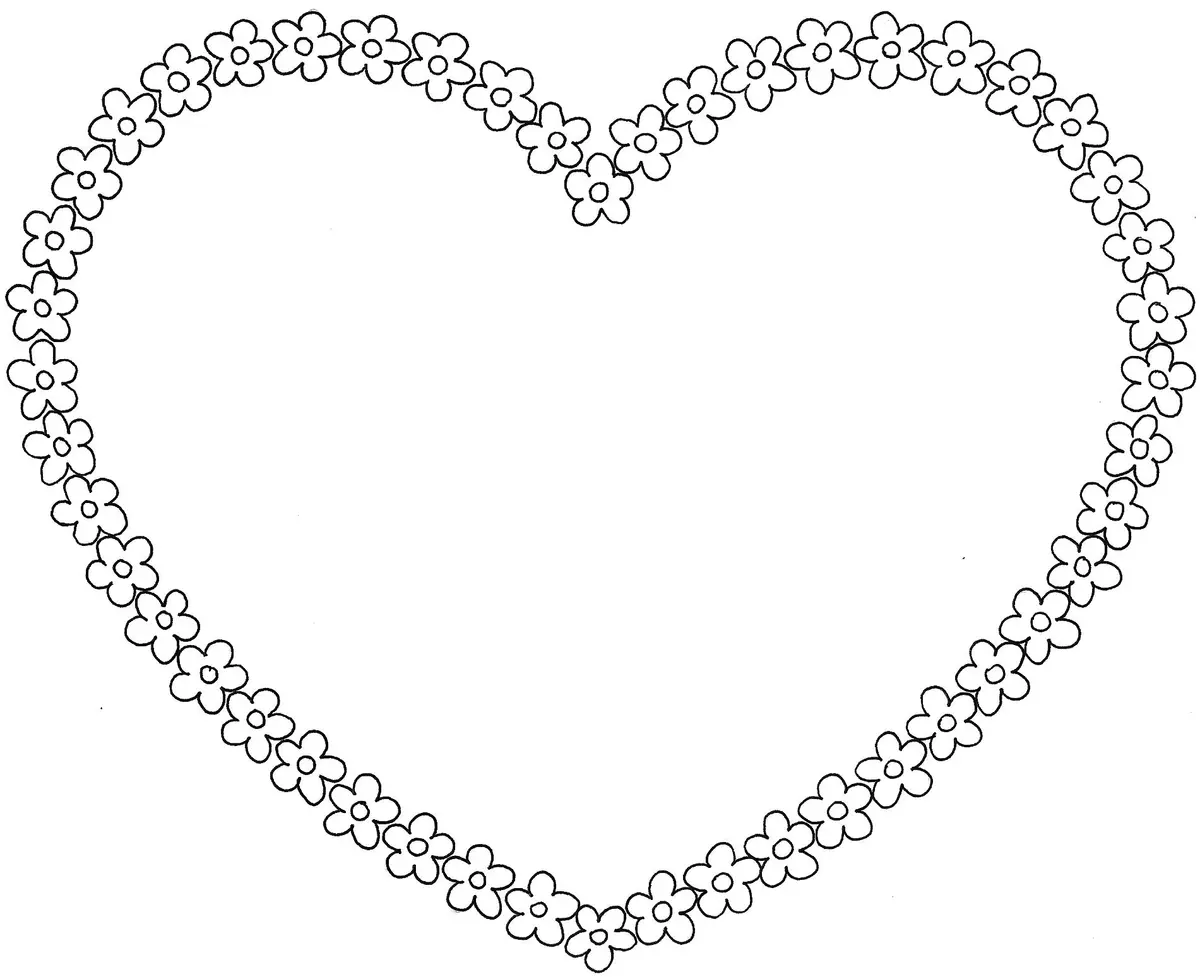 Coloriage Cœur Avec Des Fleurs - Coeur à imprimer