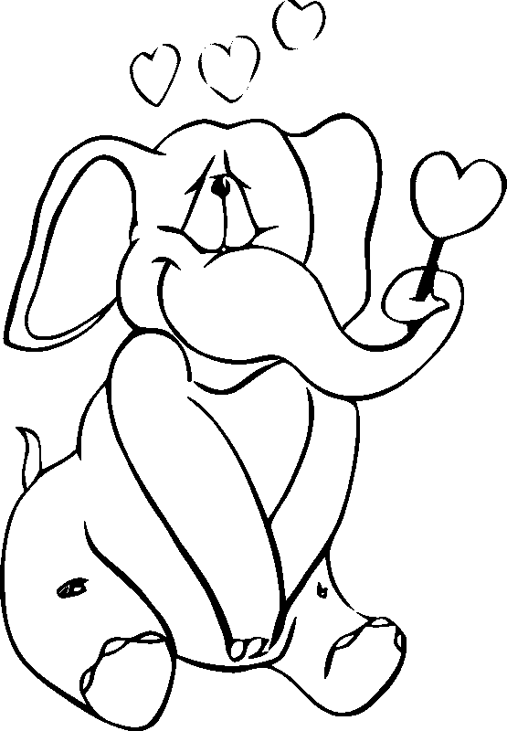 Coloriage Cœur Éléphant Amoureux - Coeur à imprimer